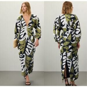 B39 Mara Hoffman Irina Maxi Dress Womens 2 V‎ Neck Boho Resort Tropical